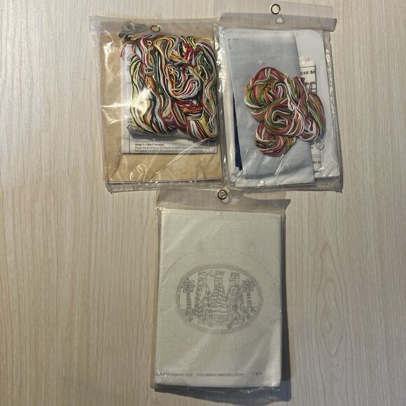 3 Crewel Christmas Ornament Kit Santa Candy Cane Snowman Tree Three Wise Men NWT - Picture 4 of 9